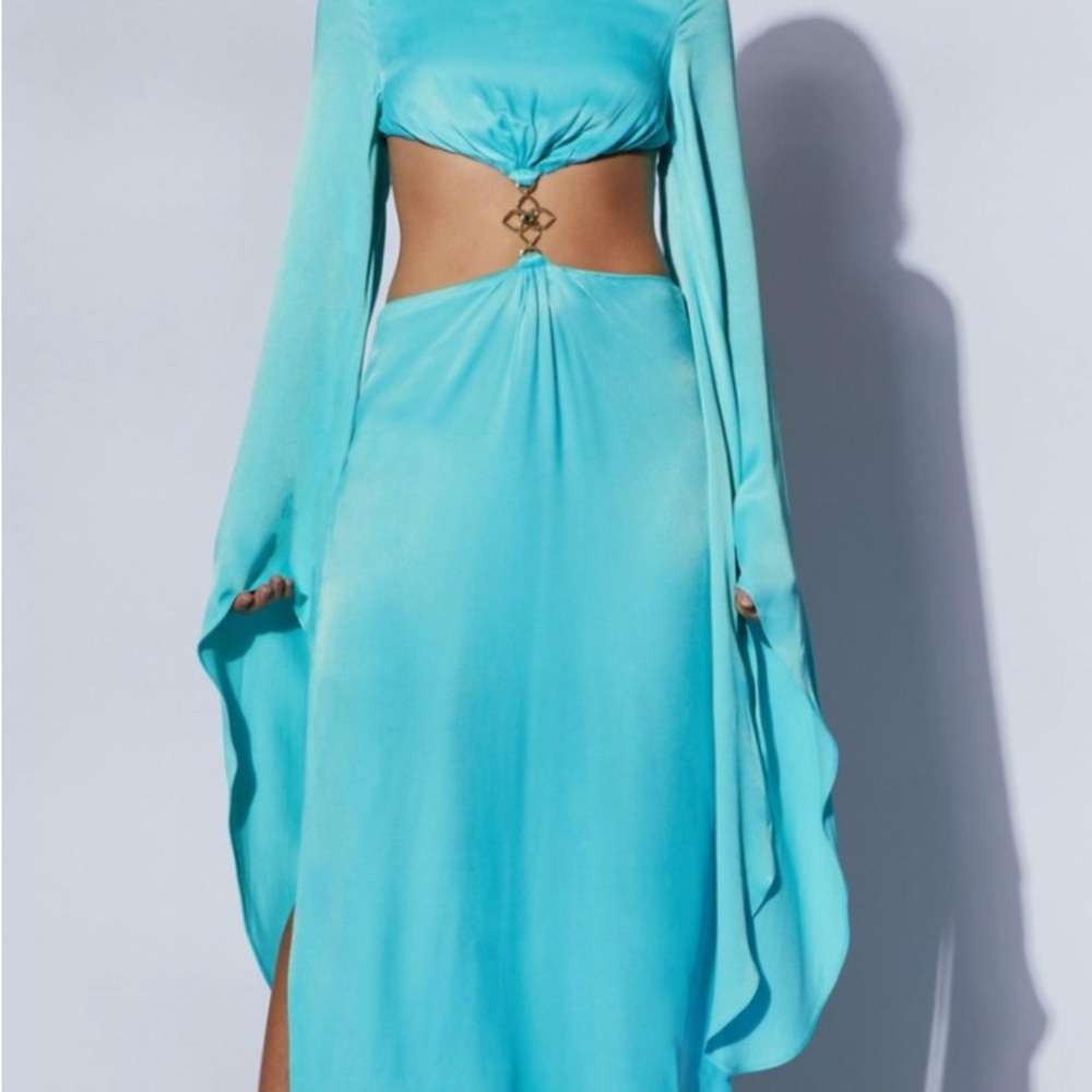 Meshki Aqua Long Sleeve Dress